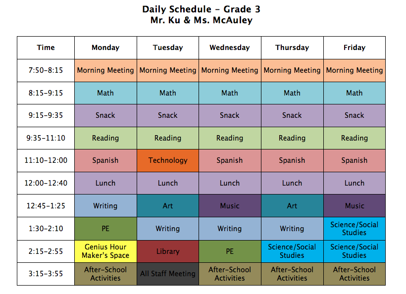 grade 3 daily schedule pdf